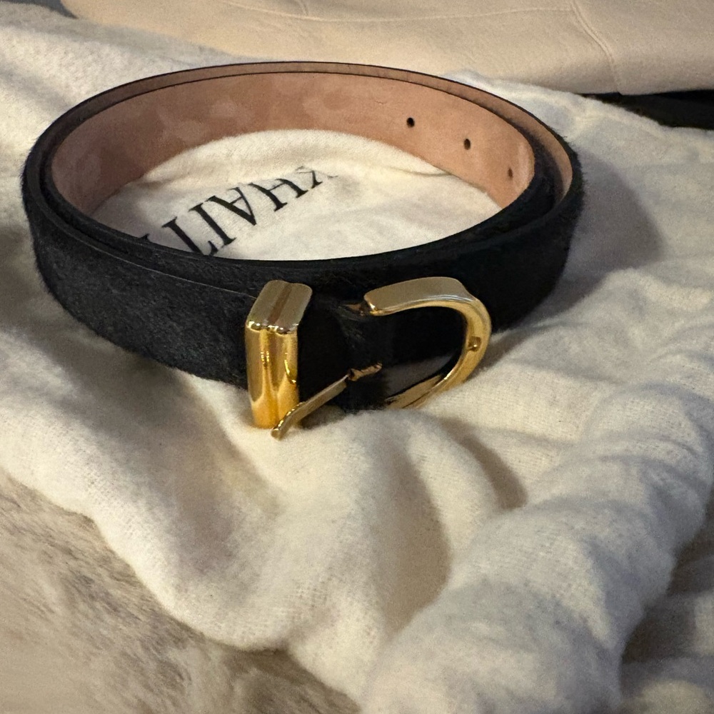 Khaite calf hair Black and Gold Belt